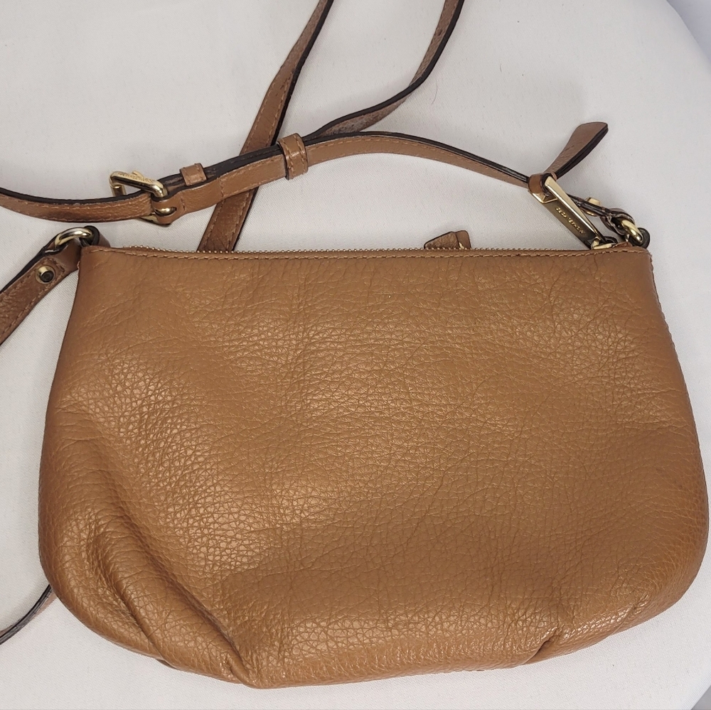 Michael Kors Pebbled Leather Crossbody Bag Brown MK Purse Gold Hardware - Picture 5 of 7